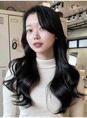 フェミニンカール大人ヘアモテ髪前髪パーマオフィスヘア