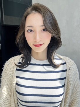 アルバム 池袋(ALBUM) ワンレンオリーブカラー小顔秋色透明感カラーボブルフ_ba537071