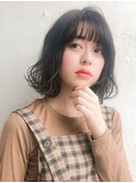 シースルーバングのウエットボブ☆relian表参道☆