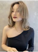海外へア 外国人風 ホワイトブロンド レイヤーカットM123