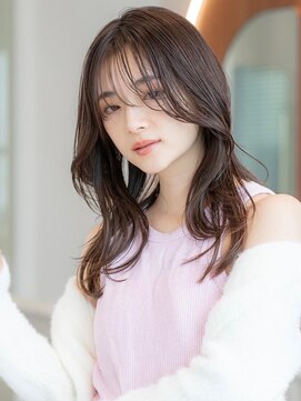 ケアリー 千葉ニュータウン中央(Carelly) 大人かわいい前髪セシルカットココアブラウンフリンジウェーブ