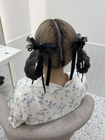 【ヘアメ】ガーリーヘアメ＊リボン×わんこヘア＊新井