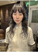 ロングパーマ レイヤーカット ウルフレイヤー