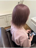 ホワイトグレージュミニウルフデジタルパーマチェリーブラウン