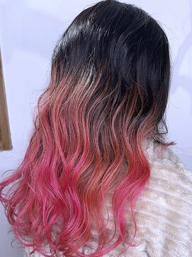 ブレイズヘアー(BLAZEhair) 【ビビッドデザイン】レッドグラデーションカラー×ブリーチ２回