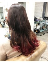 モルニ(MORNI)&nbsp;グラデーションカラー_マロンベージュ Aラインボブ かきあげ