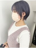 ボブショート×ラベンダーグレージュカラー　ブルージュ