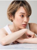 大人ハイライトグレージュショート40代50代