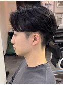 ニュアンスパーマセンターパート韓国風センター分け毛流れパーマ