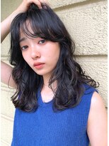 ロゼ 茨木(Rose)&nbsp;【ROSE】レイヤーカット＿ニュアンスパーマ＿黒髪セミロング