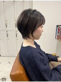 魅力倍増カールセミディシアーカラーダークアッシュショートヘア