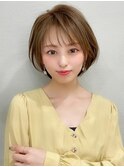 耳かけショートボブ似合わせカット30代40代チェリーブラウン
