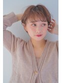【Gallica】丸みショート/くせ毛風パーマ/ 大人ベージュブラウン
