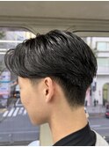 メンズセンターパート曲がる縮毛矯正アップバング