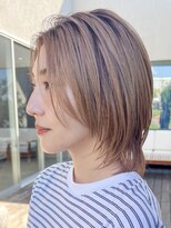 トップヘアーヒルズ 安城(TOP HAIR HILLS)&nbsp;安城ウルフボブ顔周りレイヤーカットミルクティーベージュ30代