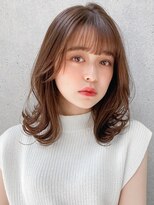 小顔前髪Aラインボブイヤリングカラーかきあげマロンベージュ♪