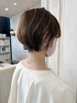 キャアリー(Caary) 福山市美容室Caary人気 ブルーベージュひし形丸みショートボブ