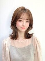 大人ミディアムレイヤーアッシュブラウン透明感20代30代40代銀座