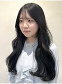 ウォニョン前髪/韓国風/黒髪ロング/ウェーブヘア/ブルージュ