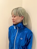 ハイトーンカラー マッシュボブ ぱっつん前髪 アースカラー 銀座