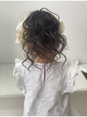 七五三にクルクルポニーテール