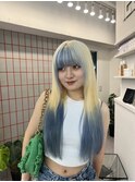 ホワイトグレージュ/デジタルパーマ/チェリーブラウン/渋谷