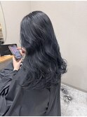 ブルーブラック ネイビーブルー 韓国風 透明感 ブリーチなし