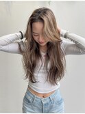 レイヤー前髪カット顔周りハイライトベージュ20代30代