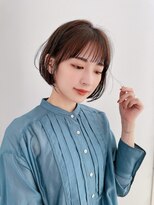 リブランド 銀座(REBRAND)&nbsp;カジュアル切りっぱなしボブ暗め艶ベージュカラーシースルー