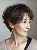 白髪ぼかし脱白髪染め似合わせショートボブ40代50代60代
