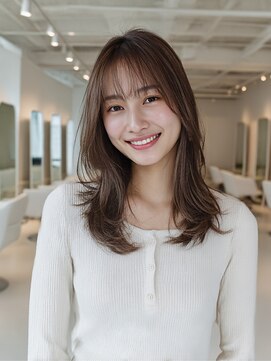 顔まわりカット/レイヤーカット/ナチュラル/ブラウンアッシュ