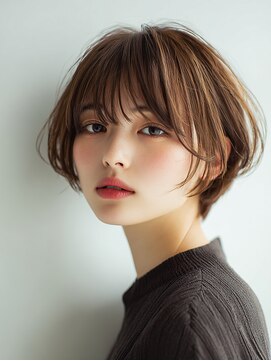 ロディーナ 大口 新子安(rodina) ピンクベージュ/アンブレラカラー/クールショート/前髪/大口子安