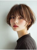 ピンクベージュ/アンブレラカラー/クールショート/前髪/大口子安