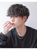 ツイストスパイラルパーマ 黒髪マッシュ