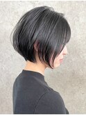 丸みショートボブ　小顔前髪　くびれショート　大人かわいい