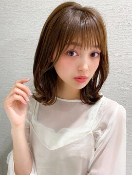 シルクレイ 吉祥寺店(Silk-lei) 大人かわいいフェザーバングカーキグレージュボブ30代吉祥寺