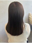 ブリーチなし赤み消しカラー＊オリーブベージュ艶ストレート