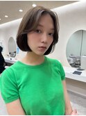 透明感ラベンダーアッシュボブ 大人可愛いベージュレイヤーロブ