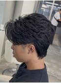 フェザーショートフェザーパーマセンターパート熊本メンズカット