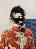 京都 ヘアセット 紐アレンジ 編みこみアレンジ 卒業式ヘア 中島