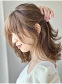 大人可愛い20代30代40代前髪パーマグレーベージュアッシュカラー