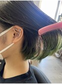 裾カラーボブ　エンドカラー  グリーンカラー