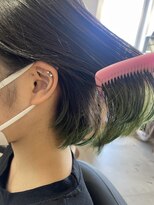 ジエクト カナウ(The Ect canow)&nbsp;裾カラーボブ　エンドカラー  グリーンカラー