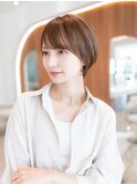 20代30代大人かわいい/グレージュカラー/ショートボブ/小顔/前髪