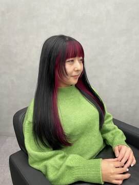 ファイブバイジエクト 堀江(FIVE by The Ect) インナーカラー イヤリングカラー ビビットピンク ピンクカラー