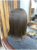 【ブリーチ無しカラー】切りっぱなしボブ×オリーブベージュ♪