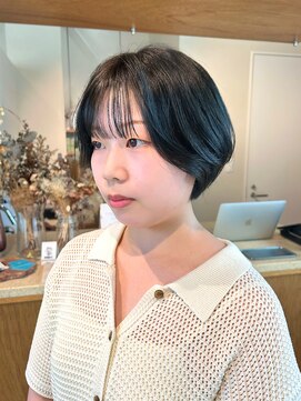 エルム 原宿 表参道(yelm) ナチュラルオリーブベージュカラーショートボブ