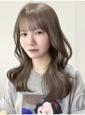 ミディアムレイヤーカット前髪イメチェンベージュ10代20代30代