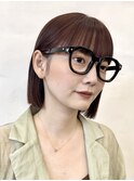 切りっぱなしボブ/ワイドバング/暖色カラー