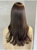暗めカラーオリーブグレー小顔レイヤーカット髪質改善